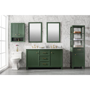 Legion Furniture WLF2160D-VG 60" VOGUE GREEN FINISH DOUBLE SINK VANITY CABINET WITH CARRARA WHITE TOP