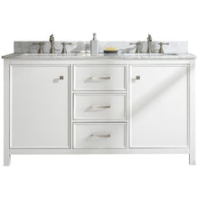 Load image into Gallery viewer, Legion Furniture WLF2160D-W 60&quot; WHITE FINISH DOUBLE SINK VANITY CABINET WITH CARRARA WHITE TOP