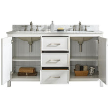 Load image into Gallery viewer, Legion Furniture WLF2160D-W 60&quot; WHITE FINISH DOUBLE SINK VANITY CABINET WITH CARRARA WHITE TOP