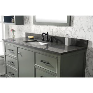 Legion Furniture WLF2160S-PG 60" PEWTER GREEN FINISH SINGLE SINK VANITY CABINET WITH BLUE LIME STONE TOP