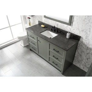Legion Furniture WLF2160S-PG 60" PEWTER GREEN FINISH SINGLE SINK VANITY CABINET WITH BLUE LIME STONE TOP