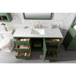 Legion Furniture WLF2160S-VG 60" VOGUE GREEN FINISH SINGLE SINK VANITY CABINET WITH CARRARA WHITE TOP