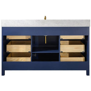 Legion Furniture WLF2160S-B 60" BLUE FINISH SINGLE SINK VANITY CABINET WITH CARRARA WHITE TOP