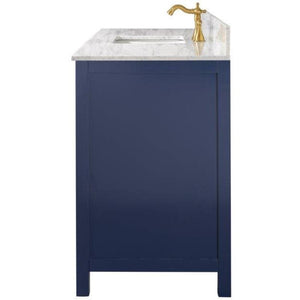 Legion Furniture WLF2160S-B 60" BLUE FINISH SINGLE SINK VANITY CABINET WITH CARRARA WHITE TOP