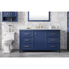 Load image into Gallery viewer, Legion Furniture WLF2160S-B 60&quot; BLUE FINISH SINGLE SINK VANITY CABINET WITH CARRARA WHITE TOP