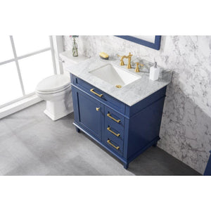 Legion Furniture WLF2236-B 36" BLUE FINISH SINK VANITY CABINET WITH CARRARA WHITE TOP