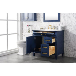 Legion Furniture WLF2236-B 36" BLUE FINISH SINK VANITY CABINET WITH CARRARA WHITE TOP