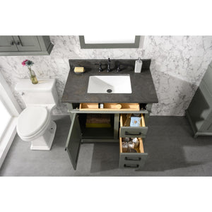 Legion Furniture WLF2236-PG 36" PEWTER GREEN FINISH SINK VANITY CABINET WITH BLUE LIME STONE TOP
