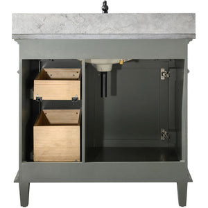 Legion Furniture WLF2236-PG 36" PEWTER GREEN FINISH SINK VANITY CABINET WITH BLUE LIME STONE TOP