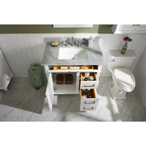 Legion Furniture WLF2236-W 36" WHITE FINISH SINK VANITY CABINET WITH CARRARA WHITE TOP