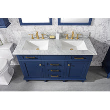 Load image into Gallery viewer, Legion Furniture WLF2254-B 54&quot; BLUE FINISH DOUBLE SINK VANITY CABINET WITH CARRARA WHITE TOP