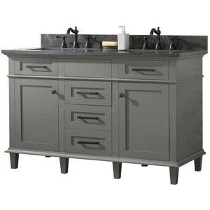 Legion Furniture WLF2254-PG 54" PEWTER GREEN FINISH DOUBLE SINK VANITY CABINET WITH BLUE LIME STONE TOP