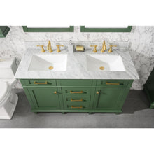 Load image into Gallery viewer, Legion Furniture WLF2254-VG 54&quot; VOGUE GREEN FINISH DOUBLE SINK VANITY CABINET WITH CARRARA WHITE TOP