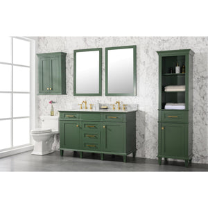Legion Furniture WLF2254-VG 54" VOGUE GREEN FINISH DOUBLE SINK VANITY CABINET WITH CARRARA WHITE TOP