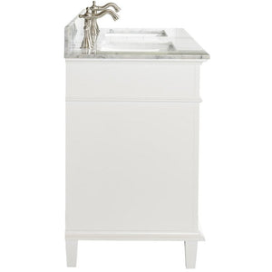 Legion Furniture WLF2254-W 54" WHITE FINISH DOUBLE SINK VANITY CABINET WITH CARRARA WHITE TOP