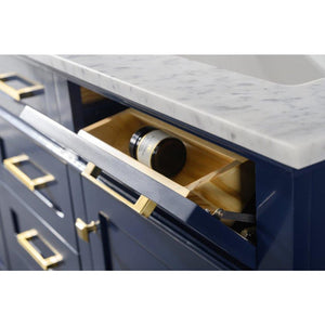 Legion Furniture WLF2260D-B 60" BLUE FINISH DOUBLE SINK VANITY CABINET WITH CARRARA WHITE TOP