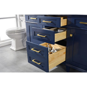 Legion Furniture WLF2260D-B 60" BLUE FINISH DOUBLE SINK VANITY CABINET WITH CARRARA WHITE TOP