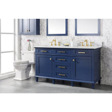 Load image into Gallery viewer, Legion Furniture WLF2260D-B 60&quot; BLUE FINISH DOUBLE SINK VANITY CABINET WITH CARRARA WHITE TOP