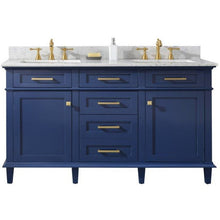 Load image into Gallery viewer, Legion Furniture WLF2260D-B 60&quot; BLUE FINISH DOUBLE SINK VANITY CABINET WITH CARRARA WHITE TOP