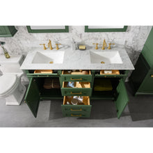 Load image into Gallery viewer, Legion Furniture WLF2260D-VG 60&quot; VOGUE GREEN FINISH DOUBLE SINK VANITY CABINET WITH CARRARA WHITE TOP