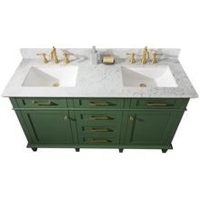 Load image into Gallery viewer, Legion Furniture WLF2260D-VG 60&quot; VOGUE GREEN FINISH DOUBLE SINK VANITY CABINET WITH CARRARA WHITE TOP