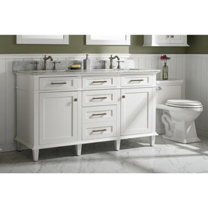 Legion Furniture WLF2260D-W 60" WHITE FINISH DOUBLE SINK VANITY CABINET WITH CARRARA WHITE TOP