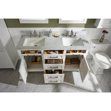 Load image into Gallery viewer, Legion Furniture WLF2260D-W 60&quot; WHITE FINISH DOUBLE SINK VANITY CABINET WITH CARRARA WHITE TOP