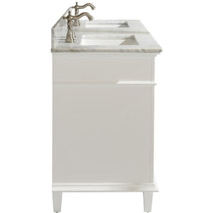 Legion Furniture WLF2260D-W 60" WHITE FINISH DOUBLE SINK VANITY CABINET WITH CARRARA WHITE TOP