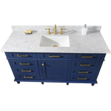 Load image into Gallery viewer, Legion Furniture WLF2260S-B 60&quot; BLUE FINISH SINGLE SINK VANITY CABINET WITH CARRARA WHITE TOP