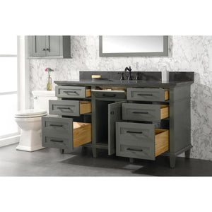 Legion Furniture WLF2260S-PG 60" PEWTER GREEN FINISH SINGLE SINK VANITY CABINET WITH BLUE LIME STONE TOP