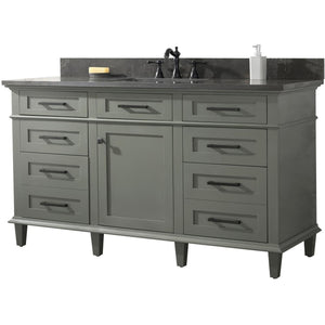 Legion Furniture WLF2260S-PG 60" PEWTER GREEN FINISH SINGLE SINK VANITY CABINET WITH BLUE LIME STONE TOP