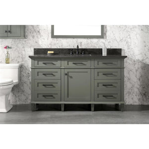 Legion Furniture WLF2260S-PG 60" PEWTER GREEN FINISH SINGLE SINK VANITY CABINET WITH BLUE LIME STONE TOP