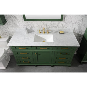 Legion Furniture WLF2260S-VG 60" VOGUE GREEN FINISH SINGLE SINK VANITY CABINET WITH CARRARA WHITE TOP