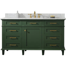 Load image into Gallery viewer, Legion Furniture WLF2260S-VG 60&quot; VOGUE GREEN FINISH SINGLE SINK VANITY CABINET WITH CARRARA WHITE TOP