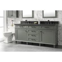 Load image into Gallery viewer, Legion Furniture WLF2272-PG 72&quot; PEWTER GREEN DOUBLE SINGLE SINK VANITY CABINET WITH BLUE LIME STONE TOP