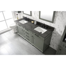 Load image into Gallery viewer, Legion Furniture WLF2272-PG 72&quot; PEWTER GREEN DOUBLE SINGLE SINK VANITY CABINET WITH BLUE LIME STONE TOP