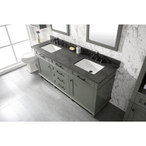 Legion Furniture WLF2272-PG 72" PEWTER GREEN DOUBLE SINGLE SINK VANITY CABINET WITH BLUE LIME STONE TOP