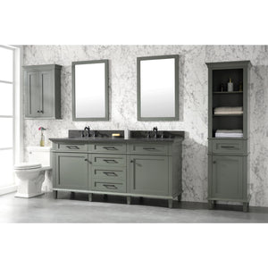 Legion Furniture WLF2272-PG 72" PEWTER GREEN DOUBLE SINGLE SINK VANITY CABINET WITH BLUE LIME STONE TOP