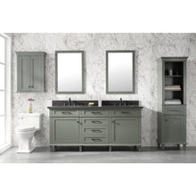 Load image into Gallery viewer, Legion Furniture WLF2272-PG 72&quot; PEWTER GREEN DOUBLE SINGLE SINK VANITY CABINET WITH BLUE LIME STONE TOP