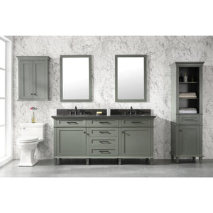 Legion Furniture WLF2272-PG 72" PEWTER GREEN DOUBLE SINGLE SINK VANITY CABINET WITH BLUE LIME STONE TOP