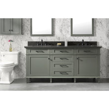 Load image into Gallery viewer, Legion Furniture WLF2272-PG 72&quot; PEWTER GREEN DOUBLE SINGLE SINK VANITY CABINET WITH BLUE LIME STONE TOP