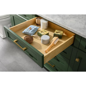 Legion Furniture WLF2272-VG 72" VOGUE GREEN DOUBLE SINGLE SINK VANITY CABINET WITH CARRARA WHITE TOP