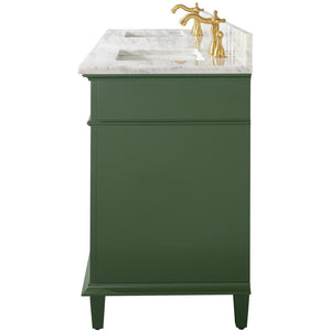 Legion Furniture WLF2272-VG 72" VOGUE GREEN DOUBLE SINGLE SINK VANITY CABINET WITH CARRARA WHITE TOP