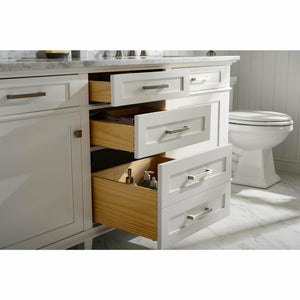 Legion Furniture WLF2272-W 72" WHITE DOUBLE SINGLE SINK VANITY CABINET WITH CARRARA WHITE TOP