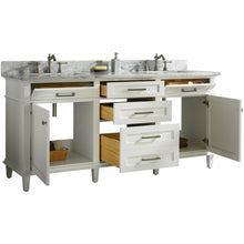 Load image into Gallery viewer, Legion Furniture WLF2272-W 72&quot; WHITE DOUBLE SINGLE SINK VANITY CABINET WITH CARRARA WHITE TOP