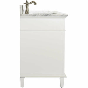 Legion Furniture WLF2272-W 72" WHITE DOUBLE SINGLE SINK VANITY CABINET WITH CARRARA WHITE TOP