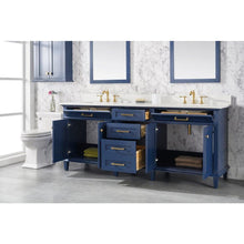 Load image into Gallery viewer, Legion Furniture WLF2280-B 80&quot; BLUE DOUBLE SINK VANITY CABINET WITH CARRARA WHITE QUARTZ TOP