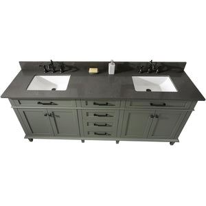 Legion Furniture WLF2280-PG 80" PEWTER GREEN DOUBLE SINGLE SINK VANITY CABINET WITH BLUE LIME STONE QUARTZ TOP