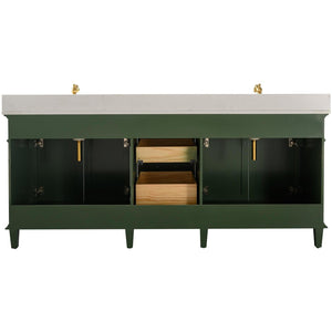 Legion Furniture WLF2280-VG 80" VOGUE GREEN DOUBLE SINGLE SINK VANITY CABINET WITH CARRARA WHITE QUARTZ TOP