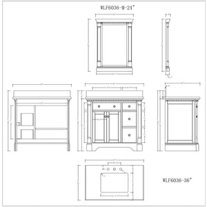 Legion Furniture WLF6036-36 36" ANTIQUE COFFEE SINK VANITY WITH CARRARA WHITE TOP AND MATCHING BACKSPLASH WITHOUT FAUCET